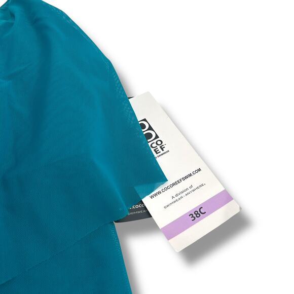 NEW Coco Reef Teal Tankini Top Size 38C Layered Mesh Flowey Loose Swimsuit XL - Picture 7 of 11